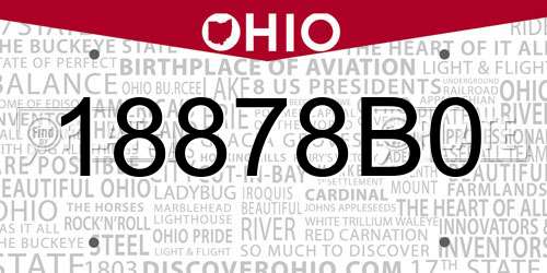 18878B0 Ohio License Plate