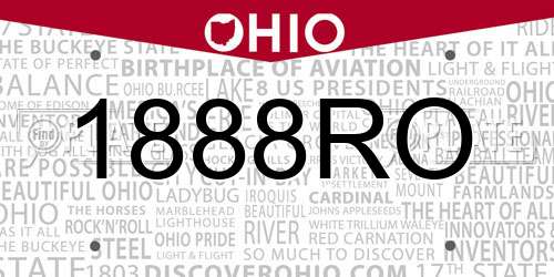 1888RO Ohio License Plate