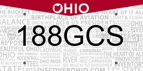 188GCS Ohio License Plate