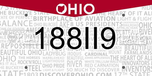 188II9 Ohio License Plate
