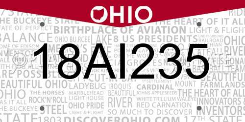 18AI235 Ohio License Plate