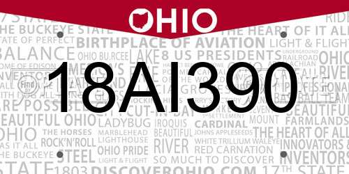18AI390 Ohio License Plate