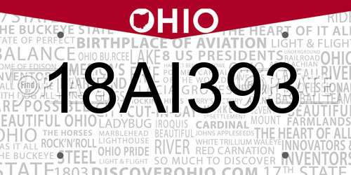 18AI393 Ohio License Plate