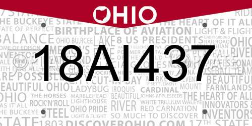 18AI437 Ohio License Plate