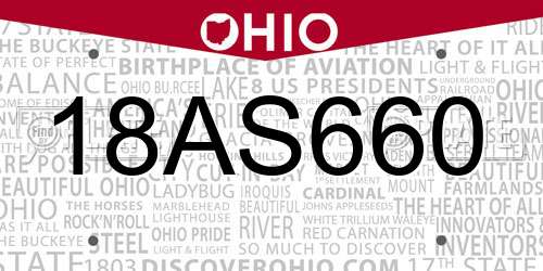 18AS660 Ohio License Plate