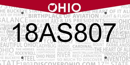 18AS807 Ohio License Plate