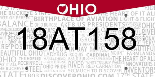 18AT158 Ohio License Plate