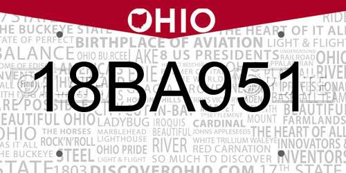 18BA951 Ohio License Plate
