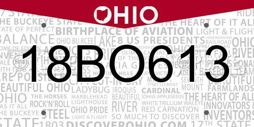18BO613 Ohio License Plate