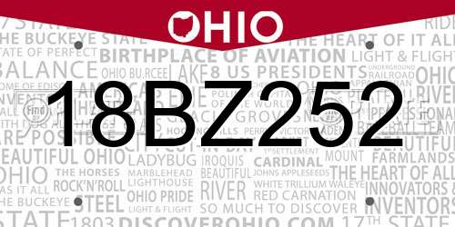 18BZ252 Ohio License Plate
