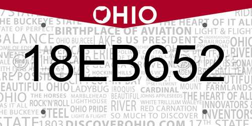 18EB652 Ohio License Plate