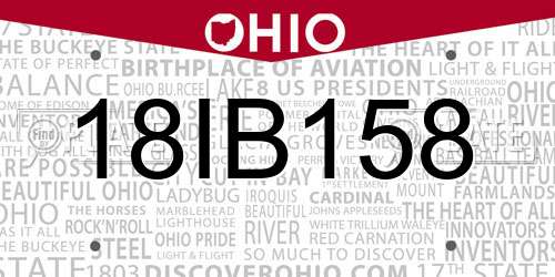18IB158 Ohio License Plate
