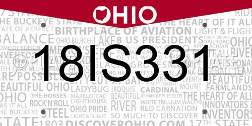 18IS331 Ohio License Plate