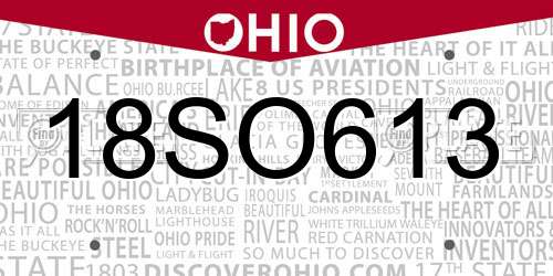 18SO613 Ohio License Plate