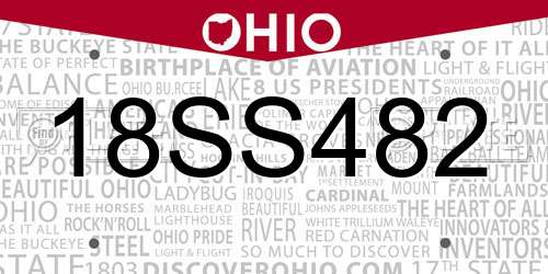 18SS482 Ohio License Plate