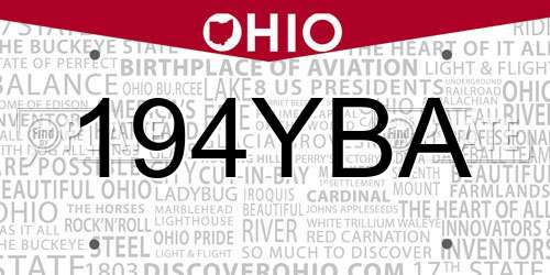 194YBA Ohio License Plate