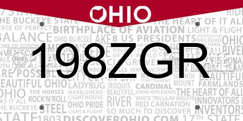 198ZGR Ohio License Plate