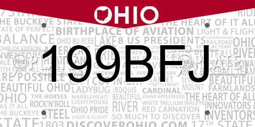 199BFJ Ohio License Plate
