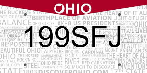 199SFJ Ohio License Plate