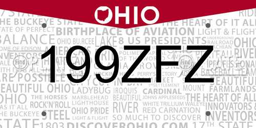199ZFZ Ohio License Plate