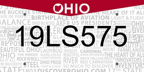 19LS575 Ohio License Plate
