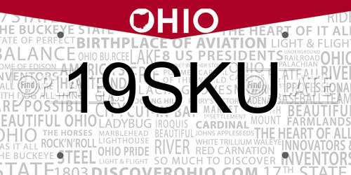 19SKU Ohio License Plate