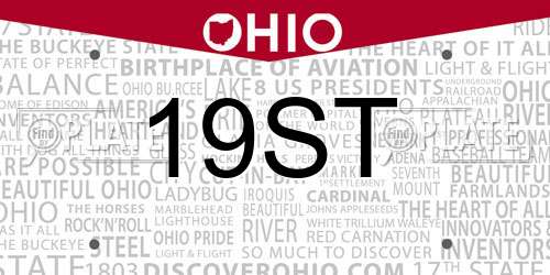 19ST Ohio License Plate