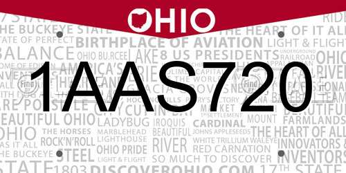 1AAS720 Ohio License Plate