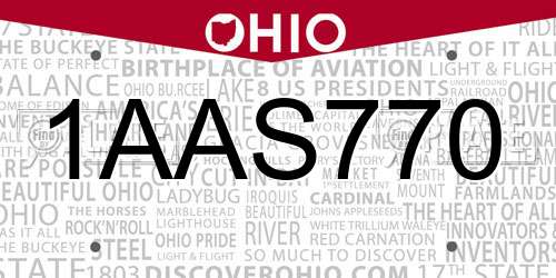1AAS770 Ohio License Plate