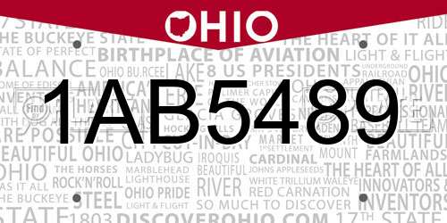 1AB5489 Ohio License Plate