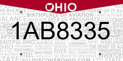 1AB8335 Ohio License Plate