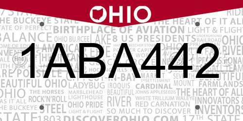 1ABA442 Ohio License Plate