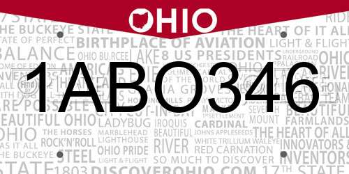 1ABO346 Ohio License Plate