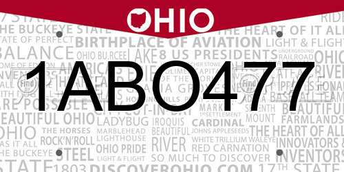 1ABO477 Ohio License Plate