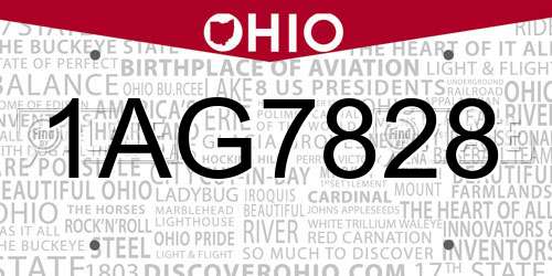 1AG7828 Ohio License Plate