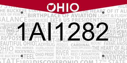 1AI1282 Ohio License Plate