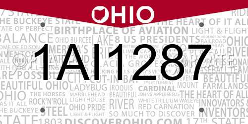1AI1287 Ohio License Plate
