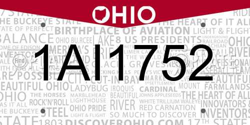 1AI1752 Ohio License Plate