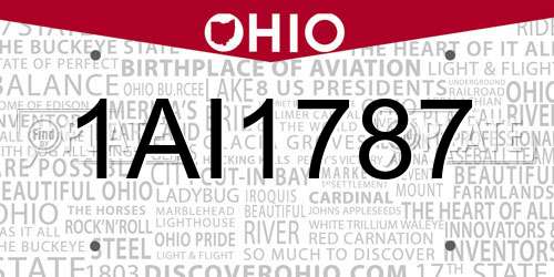 1AI1787 Ohio License Plate
