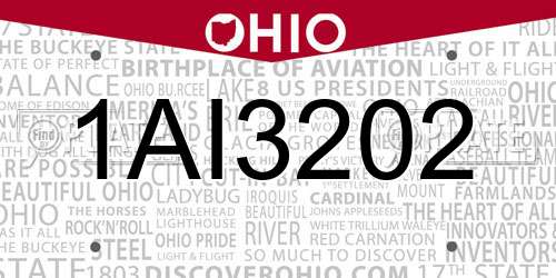 1AI3202 Ohio License Plate