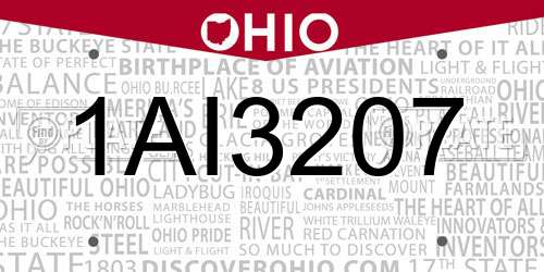 1AI3207 Ohio License Plate
