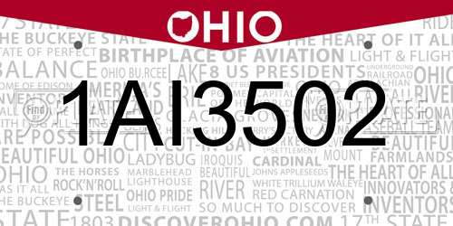 1AI3502 Ohio License Plate