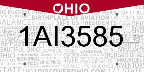 1AI3585 Ohio License Plate