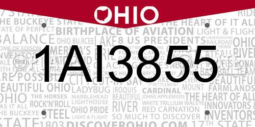 1AI3855 Ohio License Plate