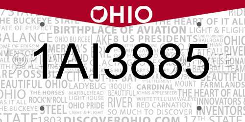 1AI3885 Ohio License Plate