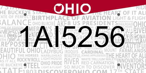 1AI5256 Ohio License Plate
