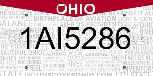 1AI5286 Ohio License Plate
