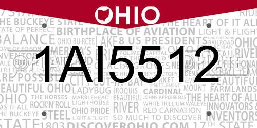 1AI5512 Ohio License Plate