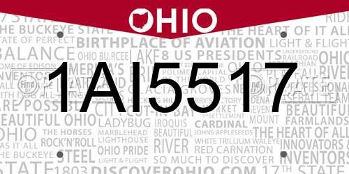 1AI5517 Ohio License Plate