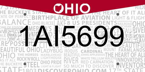 1AI5699 Ohio License Plate